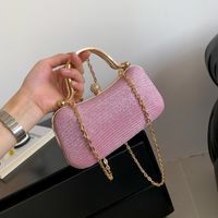 Pink Blue Gold Pu Leather Solid Color Square Evening Bags main image 6