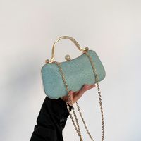 Pink Blue Gold Pu Leather Solid Color Square Evening Bags main image 7