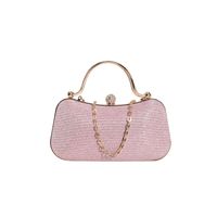 Pink Blue Gold Pu Leather Solid Color Square Evening Bags sku image 1