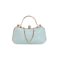 Pink Blue Gold Pu Leather Solid Color Square Evening Bags sku image 2