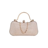 Pink Blue Gold Pu Leather Solid Color Square Evening Bags sku image 3