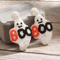 1 Pair Exaggerated Funny Letter Ghost Beaded Cloth Drop Earrings main image 6