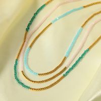 Bohemian Color Block Seed Bead Beaded 18K Gold Plated Women's Necklace main image 4