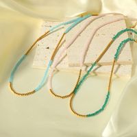 Bohemian Color Block Seed Bead Beaded 18K Gold Plated Women's Necklace main image 3