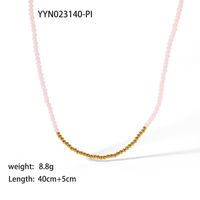 Bohemian Color Block Seed Bead Beaded 18K Gold Plated Women's Necklace sku image 1