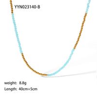 Bohemian Color Block Seed Bead Beaded 18K Gold Plated Women's Necklace sku image 2