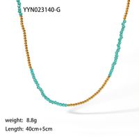 Bohemian Color Block Seed Bead Beaded 18K Gold Plated Women's Necklace sku image 3