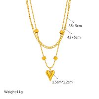 304 Stainless Steel 18K Gold Plated Korean Style Layered Plating Heart Shape Layered Necklaces main image 4