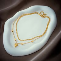 304 Stainless Steel 18K Gold Plated Korean Style Layered Plating Heart Shape Layered Necklaces main image 3