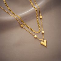 304 Stainless Steel 18K Gold Plated Korean Style Layered Plating Heart Shape Layered Necklaces main image 2