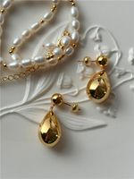 1 Pair Glam Water Droplets Plating Copper 18K Gold Plated Drop Earrings main image 4