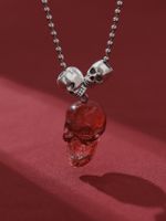 Gothic Punk Rose Skull Alloy Three-dimensional Inlay Artificial Diamond Halloween Unisex Pendant Necklace main image 3