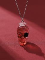 Gothic Punk Rose Skull Alloy Three-dimensional Inlay Artificial Diamond Halloween Unisex Pendant Necklace main image 7