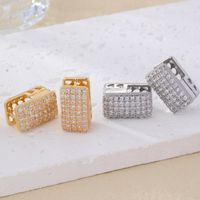 1 Pair Simple Style Square Plating Inlay Copper Zircon K Gold Plated Rhodium Plated Ear Studs main image 6