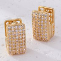 1 Pair Simple Style Square Plating Inlay Copper Zircon K Gold Plated Rhodium Plated Ear Studs main image 5