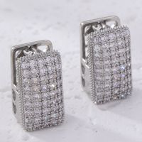 1 Paire Style Simple Carré Placage Incruster Le Cuivre Zircon Plaqué Or K Plaqué Rhodium Boucles D'Oreilles sku image 1