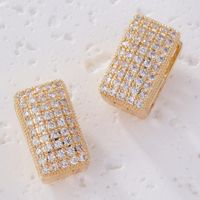 1 Pair Simple Style Square Plating Inlay Copper Zircon K Gold Plated Rhodium Plated Ear Studs main image 3