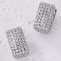 1 Pair Simple Style Square Plating Inlay Copper Zircon K Gold Plated Rhodium Plated Ear Studs main image 2