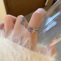 Simple Style Shiny Heart Shape Artificial Crystal Alloy Wholesale Open Rings main image 4