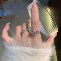 Simple Style Shiny Heart Shape Artificial Crystal Alloy Wholesale Open Rings main image 1