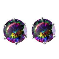 1 Pair Simple Style Round Plating Inlay Copper Zircon Silver Plated Ear Studs main image 3