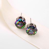 1 Pair Simple Style Round Plating Inlay Copper Zircon Silver Plated Ear Studs main image 1