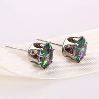 1 Pair Simple Style Round Plating Inlay Copper Zircon Silver Plated Ear Studs main image 5