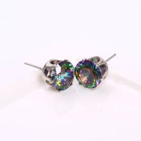 1 Pair Simple Style Round Plating Inlay Copper Zircon Silver Plated Ear Studs main image 4