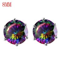 1 Pair Simple Style Round Plating Inlay Copper Zircon Silver Plated Ear Studs sku image 1