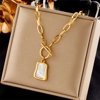 304 Stainless Steel 18K Gold Plated Korean Style Toggle Plating Square Necklace main image 1