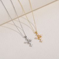 Elegant Classic Style Cross Copper 14k Gold Plated Zircon Necklace In Bulk main image 5