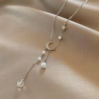 Simple Style Moon Copper Silver Plated Zircon Necklace In Bulk main image 3