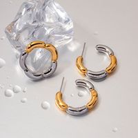 1 Pair Simple Style Color Block Plating Stainless Steel 18k Gold Plated Earrings main image 1