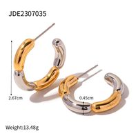 1 Pair Simple Style Color Block Plating Stainless Steel 18k Gold Plated Earrings sku image 2