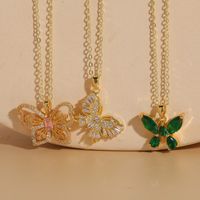 Elegant Classic Style Butterfly Copper 14k Gold Plated Zircon Necklace In Bulk main image 8