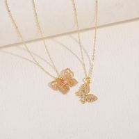 Elegant Classic Style Butterfly Copper 14k Gold Plated Zircon Necklace In Bulk main image 5