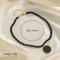 Retro British Style Commute Round Copper 18k Gold Plated Necklace In Bulk sku image 1