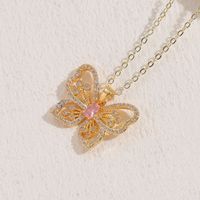 Elegant Classic Style Butterfly Copper 14k Gold Plated Zircon Necklace In Bulk sku image 1