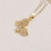 Elegant Classic Style Butterfly Copper 14k Gold Plated Zircon Necklace In Bulk sku image 2