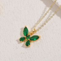 Elegant Classic Style Butterfly Copper 14k Gold Plated Zircon Necklace In Bulk sku image 3