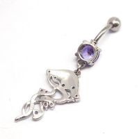Cute Tropical Jellyfish Stainless Steel Copper Epoxy Inlay Rhinestones Zircon White Gold Plated Belly Ring main image 5