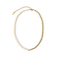201 Stainless Steel Freshwater Pearl 18K Gold Plated Baroque Style British Style Beaded Plating Color Block Necklace main image 5