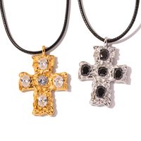Ig Style Cross Stainless Steel Plating Inlay Zircon 18k Gold Plated Necklace main image 2