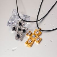 Ig Style Cross Stainless Steel Plating Inlay Zircon 18k Gold Plated Necklace main image 1