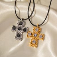 Ig Style Cross Stainless Steel Plating Inlay Zircon 18k Gold Plated Necklace main image 5