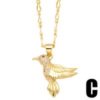 Einfacher Stil Vogel Kupfer 18 Karat Vergoldet Zirkon Halskette In Masse sku image 3