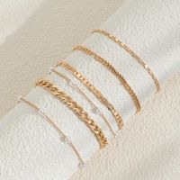 Simple Style Oval Copper Plating Inlay Artificial Pearls 18k Gold Plated Women's Anklet main image 5
