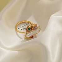 Simple Style Round Copper Plating Inlay Zircon 18k Gold Plated Rings sku image 1