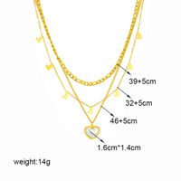 Simple Style Heart Shape Titanium Steel Plating Inlay Pearl 18k Gold Plated Layered Necklaces main image 4