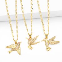 Cute Fashion Simple Style Bird Copper 18k Gold Plated Zircon Necklace In Bulk main image 1